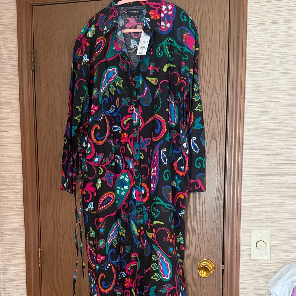Piombo Colorful Paisley Print Dress